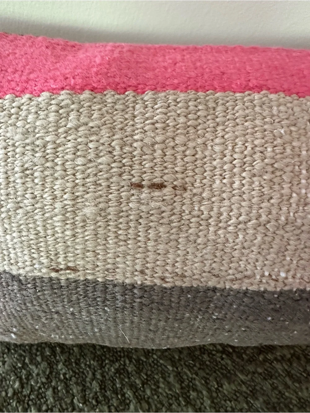 Boho Kilim Style Lumbar Throw Pillow Gray Cream Hot Pink 16” x 8”